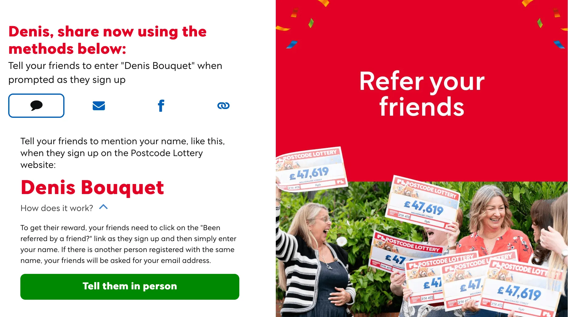 The referral name to enter during sign-up, displayed as an image
